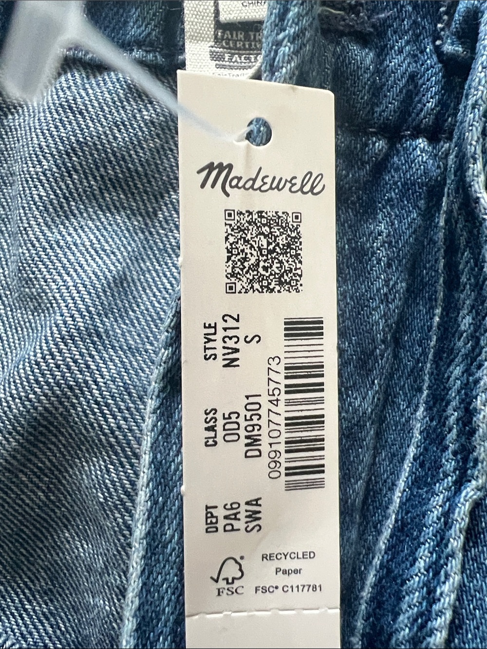 NWT Madewell Womens Size Small Shibori Denim Tie Waist Denim Shorts - Picture 4 of 4